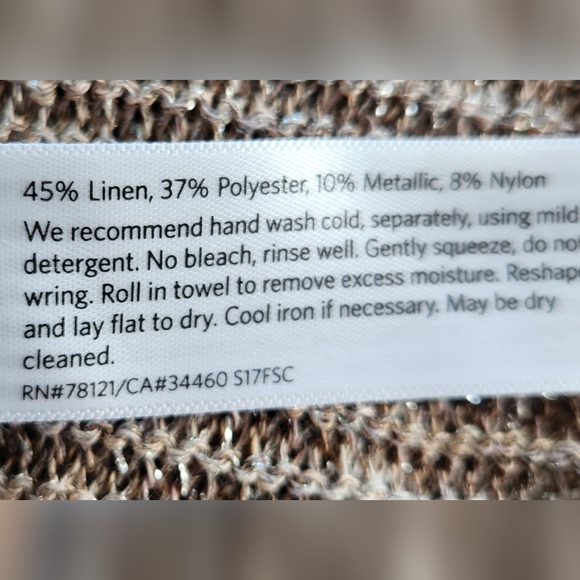 Eileen Fisher Cream Metallic Chainmail Tunic sweater Size L - Picture 6 of 6